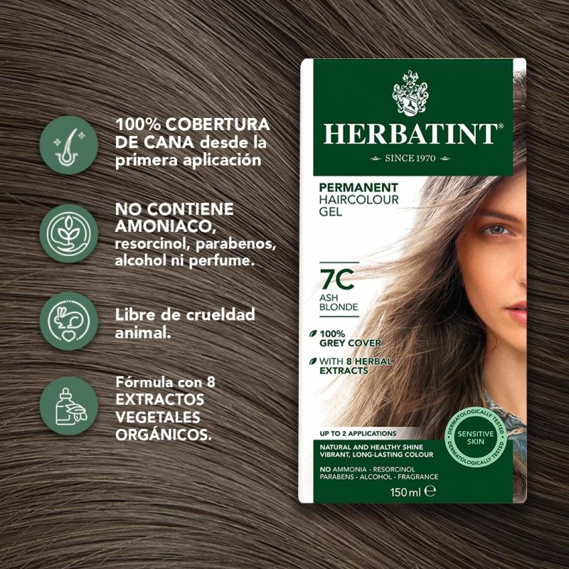 Herbatint Tinte Herbatint Sin Amoniaco 7c Rubio Ceniza Pack 2