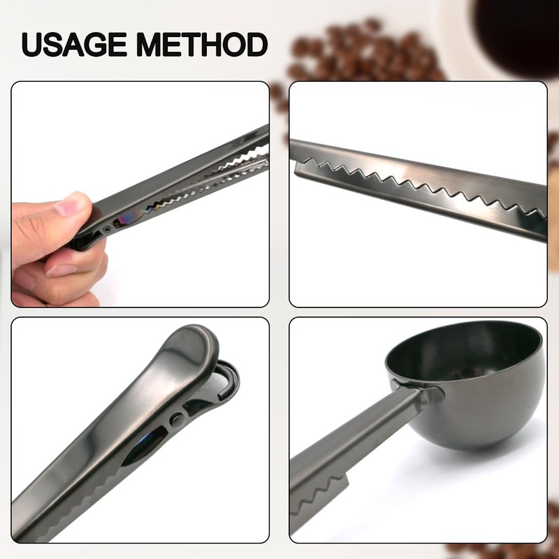 LICQIC Coffee Scoop with Bag Clip, for Sealing and Measuring