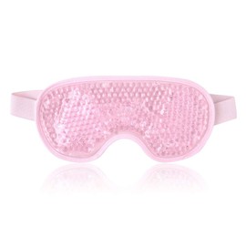 TEEROVA Cooling Eye Mask with Gel Bead - Reusable Gel Eye Mask for Dark Circles, Puffy Eyes, Dry Eyes, Headaches, Migraines, Sinus (Pink)