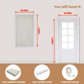 Jilron Adhesive Curtain,100% Blackout Curtains, No Drilling, Suitable for Multi-Scenes Privacy Protection (Light Beige - W35 × L60 in)