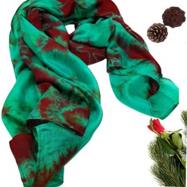 Millie & Boo 100% Brown & Green Marble Silk Scarf ladies scarf wrap silk shawl