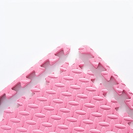 9 Tiles Interlocking Foam Mats 1in Thickness Foam Floor Mats for Home Gym, Fitness, Exercise Surface Protection EVA Foam Floor Padding with Border for Workout Equipment (1 in, pink)