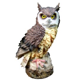 Owl Statue Owl Garden Ornament Resin Material for Patio, Backyard and Outdoor Decorations 11 * 8 * 18cm (Black)