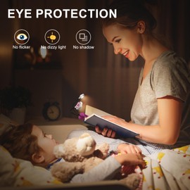 HONGUT LED Book Light for Reading in Bed, Battery Operated LED Book Reading Light for Kids Studying, Book Lamp Reading Lamp Clip Light for Reading Books