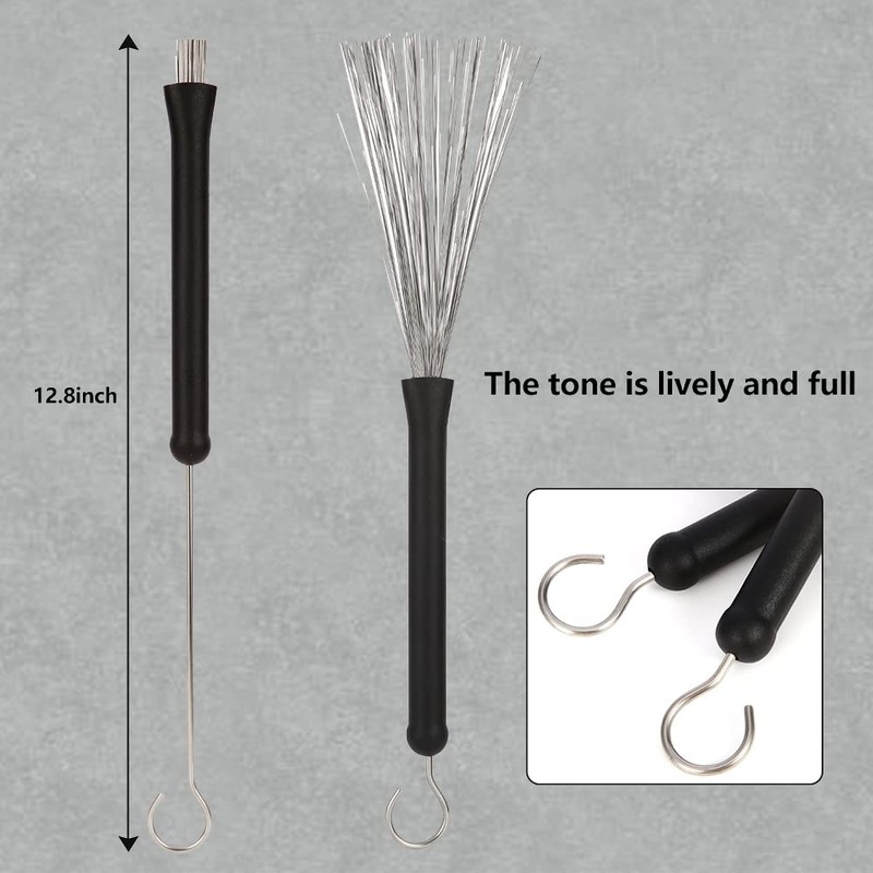 Drum brush Kit,1pair Cahon Metal Wire Brushes and 1pair Jazz