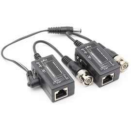 ANHAN Passive Video Balun with Power BNC to RJ45 Adapter Cat5 / Cat6 Cable to BNC Male Network Transceiver For CCTV Security Surveillance Camera 1 Pair