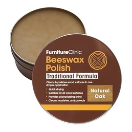 Furniture Clinic Beeswax Polish for Wood and Furniture - 200ml - Natural Beeswax for All Wood Types and Colours (Natural Oak)