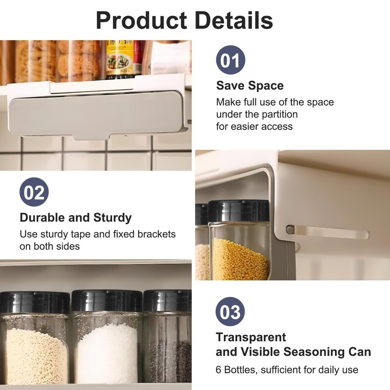Cimvidi Spice Rack with 6 Spice Jars, Spice Rack with