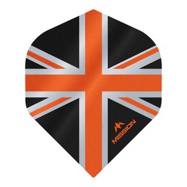 Mission Darts Alliance Flights | Extra Strong Premium UV Flights | Union Jack Standard Shape 150 Micron, Orange, 5 Sets of 3 Flights (5XF3132)