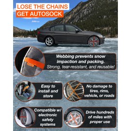 AutoSock for Passenger Vehicles HP870, Snow Socks for Tires, Pack of 2