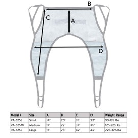 Patient Aid Mesh U-Sling Without Head Support, Universal Patient Lift Sling, Ideal for Bathing and Showering, Size Large, 400lb Capacity