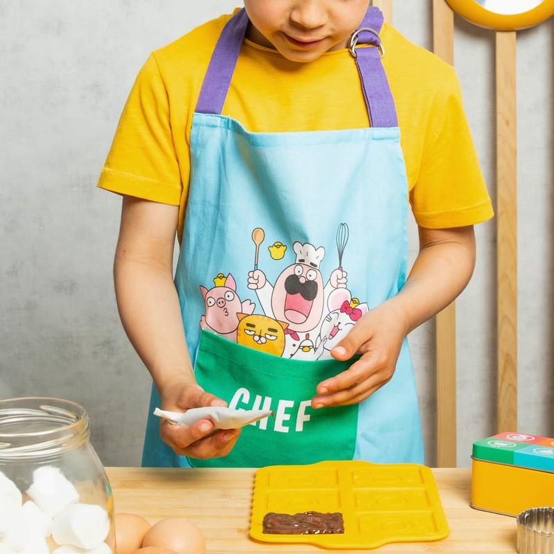 CHEFCLUB KIDS Unisex Children's Cotton Apron, Yellow, One Size, yellow