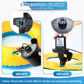 Electric Air Pump for Inflatables, VANNPOOY Portable Air Mattress Pump, Quick Inflate Deflate Plug in Air Pump with 3 Nozzles, Blow up Pool Float Inflator Pump for Airbed Toys Boat Couch Swimming Ring