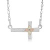 Black Hills Gold Sideways Cross Necklace in Sterling Silver, 12K