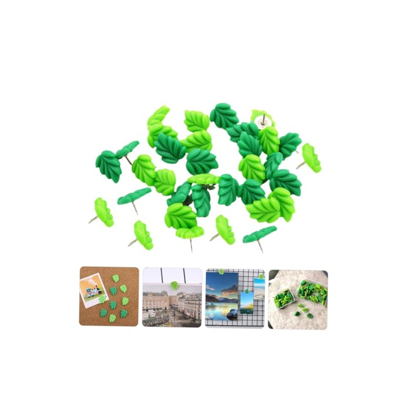 30 Piezas Chinchetas Decorativas Forma de Verde Resina y Multifuncionales