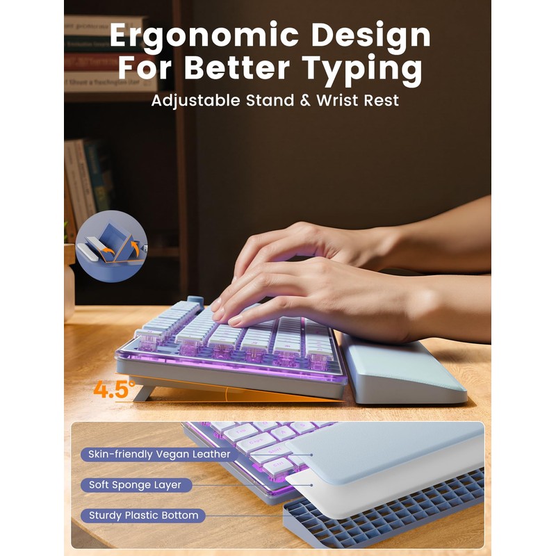 Wireless Keyboard and Mouse Combo - 9 Backlit Effects, Wrist