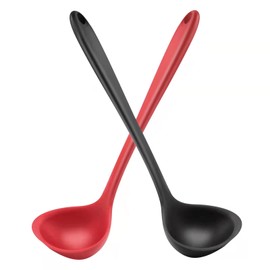 Armrouns Silicone Ladle Spoon 2PC, Seamless & Nonstick, Heat resistant 600 °F Kitchen Soup Ladles for Cooking. (12 inch)