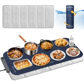 Homelove Warming Mat for Food - Electric Warming Tray with 6-Level Temperature and Hours Setting, Full Surface Graphene Heating, Waterproof Dishwasher-Friendly Food Warmer for Parties, Kitchen (Blue)