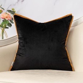 Yangest Black and Gold Square Pillow Cover Cut Velvet Zebra Print Cushion Cover Luxury Modern Pillowcover for Couch Living Room Bedroom,18x18 Inch