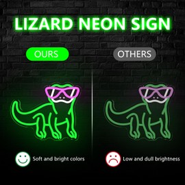 Jeanchrl Lizard Neon Sign Dimmable Gecko Neon Lights for Bedroom Decor Glasses Iguana Light Up Sign for Man Cave Home Bar USB Powered Green Iguana LED Signs Game Room Birthday Party Decor