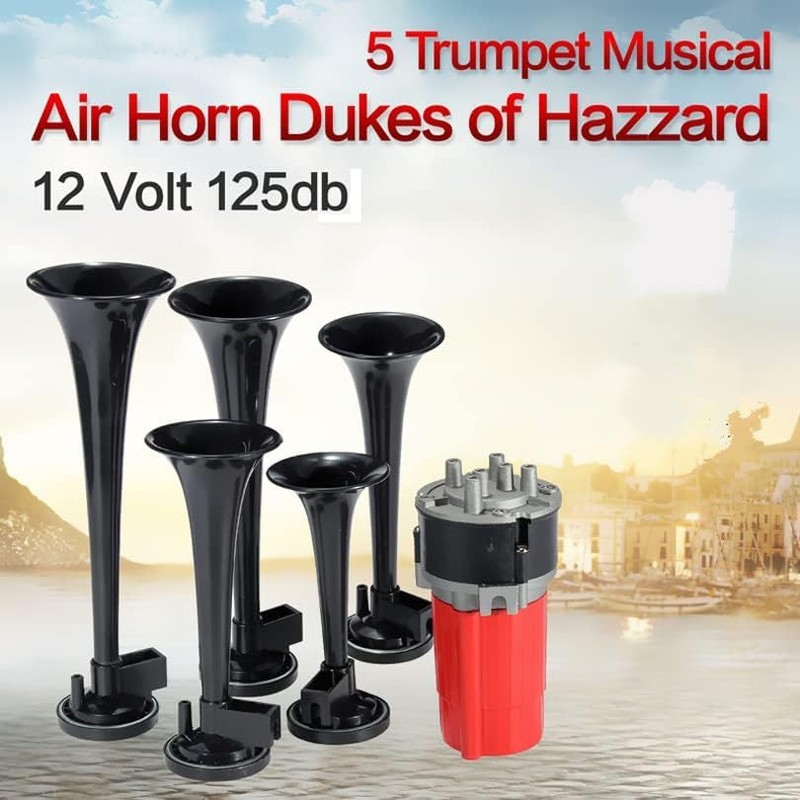 DriSentri 5pcs 125dB Black Trumpet Musical Dixie Car Duke of