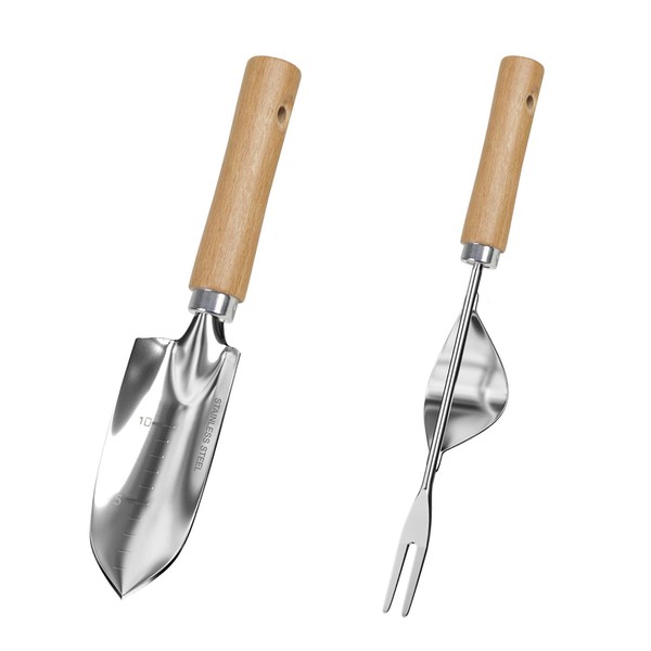 HoHaing Garden Tool Set, 2 Pieces Stainless Steel Heavy Duty
