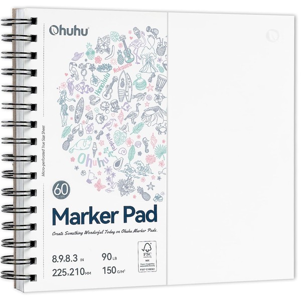 Ohuhu Double Sided Marker Pads Art Sketchbook Bleedproof - 8.9x8.3
