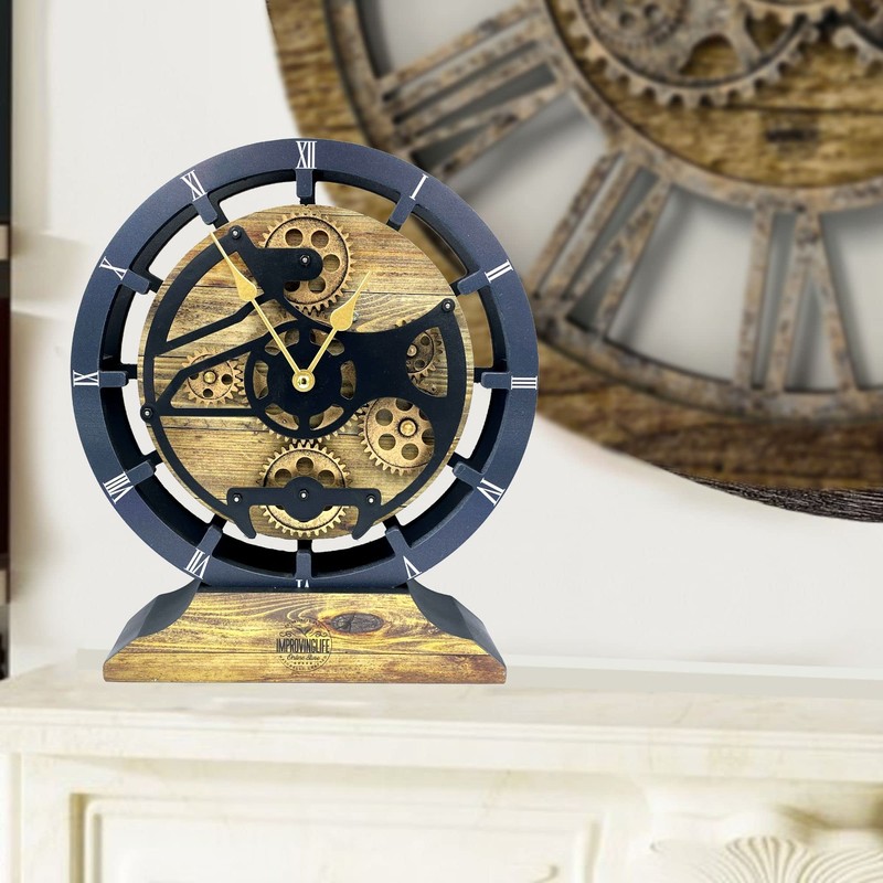 ImprovingLife The Gears Clock Desk Clock 10 inches with Real