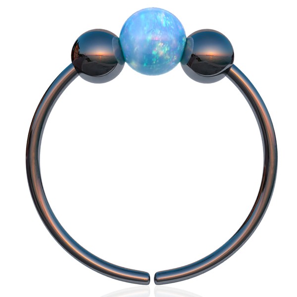 Black Cartilage Earring Opal – 925 Black Silver 20G 8mm