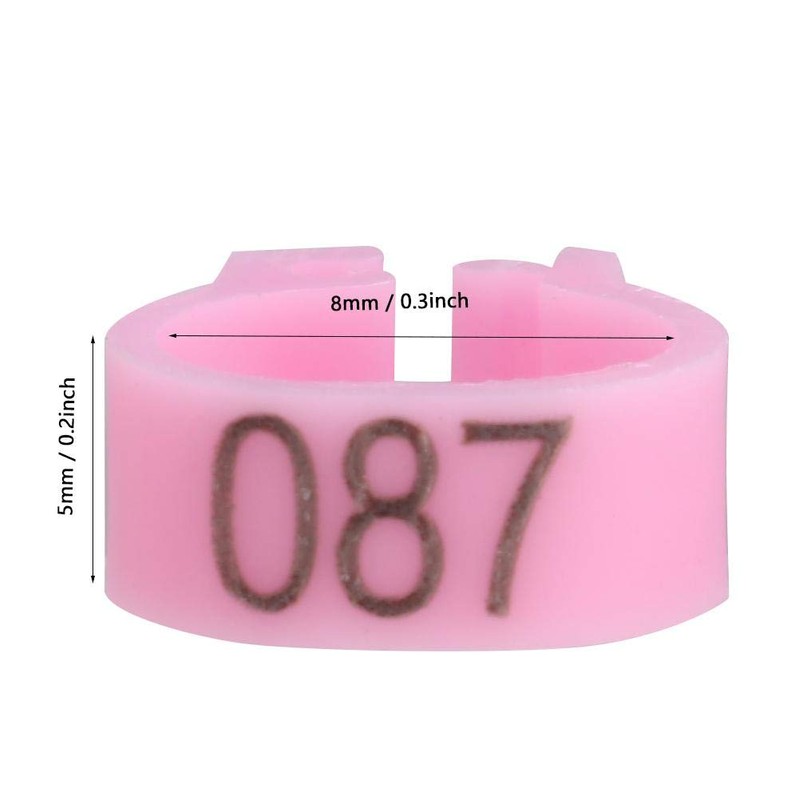 6 Colours 100 Pieces/Bag 8 mm 001-100 Numbered Plastic Bird