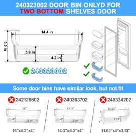 UPGRADED 240323002 Refrigerator Door Shelf Bin,Compatible with Frigidaire Door shelf Replacement FGHS2631PF4A,FGHS2655PF5A,FGUS2642LF2,AP2115742 PS429725 AH429725 Bottom Door Shelves[2 PACK]