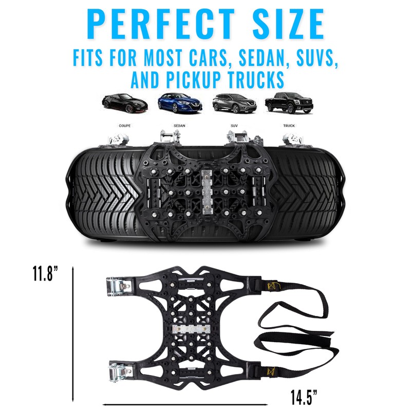 VaygWay Car Snow Tire Anti-Slip Chains - All Season Black