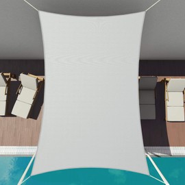 Patio Paradise 8' x 12' Ft 260 GSM Waterproof Sun Shade Sail-Light Grey Rectangle UV Block Durable Awning Canopy Outdoor Garden Backyard