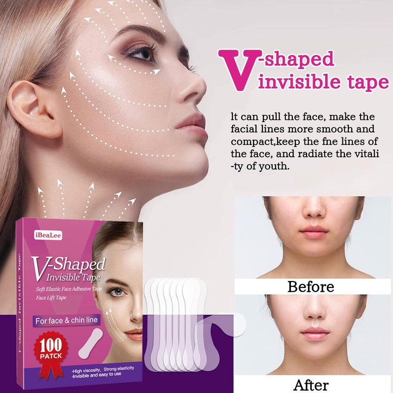 100 PCS Face Lift Tape Invisible, Face Tape Lift Waterproof,