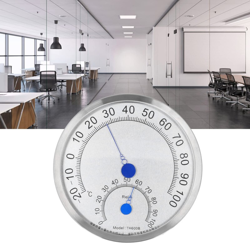 Stainless Steel Round Thermometer Outdoor Thermometer Hygrometer Waterproof Large Weather