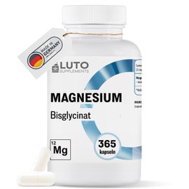 Luto Supplements Magnesiumglycinat ?C 365 Kapseln ?C 186 mg elementares Magnesium pro Tagesdosis ?C Bisglycinat/Glycinat ?C LUTO Supplements