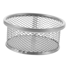 SEWOART Paper Clip Barrel Office Desk Supplies Office Binders Mesh Pencil Holder Metal Silver Holders for Small Things Mesh Containers for Desk Paper Clip Holder for Desk Multifunction