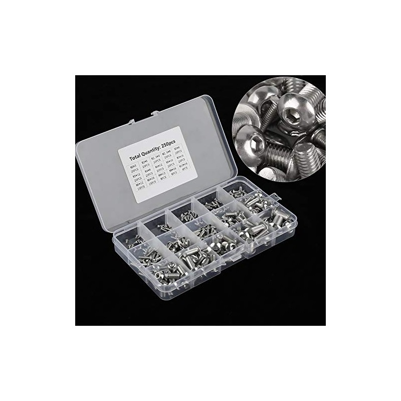 Tornillos y Tuercas Acero Inoxidable 250PCS M2 M2.5 M3 M4
