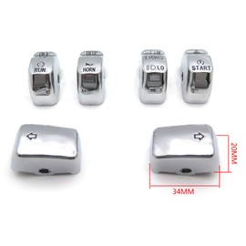 HTTMT MT420-002- Chrome Hand Controls Switch Button Covers Compatible with 2011-2016 H-D Dyna Softail XL 6 Pcs Control Switch Button Cap Kit Fits 14-later XL, 12-later Dyna and 11-15 Softail models