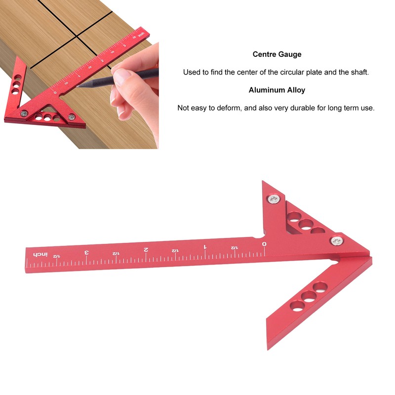 Center Gauge 100mm 45° 90° Aluminum Alloy Line Ruler Measuring