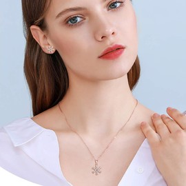 Clearine Snowflake Jewellery Set 925 Sterling Silver Cubic Zirconia Snowflake Pendant Necklace and Stud Earrings Set, Sterling Silver Sterling Silver Cubic Zirconia, Cubic Zirconia
