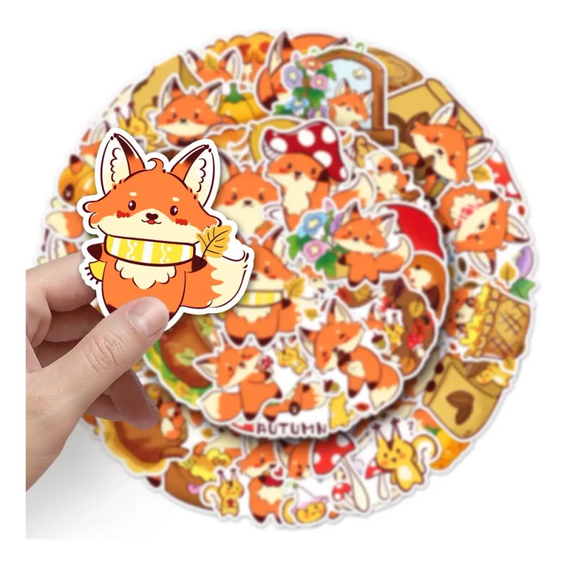 \ `tz Pegatinas Otoñales Little Fox Leisheng, 50 Unidades .
