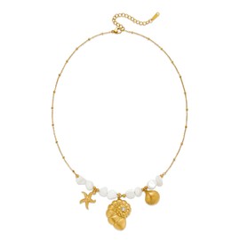 GLORIG Conch Shell Necklaces For Women With Ocean Charms Necklaces Adjustable Conch Starfish Necklaces Trendy Sea Shell Necklaces Gold Summer Fashion Mermaid Necklaces Beach Jewelry Gift