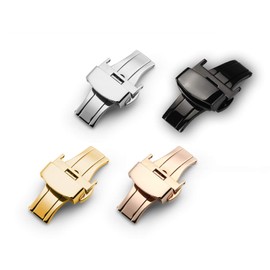 PUTCENDI D Buckle Watch Belt Watch Band 0.4 inch (10 mm) 0.57 inch (12 mm), 0.65 inch (14 mm), 0.6 inch (16 mm), 0.7 inch (18 mm), 0.8 inch (20 mm), 8.7 inches (22 cm), Double Opening/Push Type, Steel