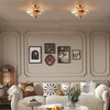 FTL Gold Semi Flush Mount Ceiling Light, Vintage Scalloped Transparent