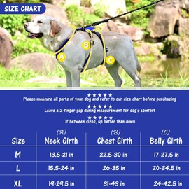 Mihachi Medium Blue Dog Harness - Escape Proof, No Pull, Reflective, Adjustable, Modern Style with Handle and D-Ring for Walking, Hiking, Training and Running