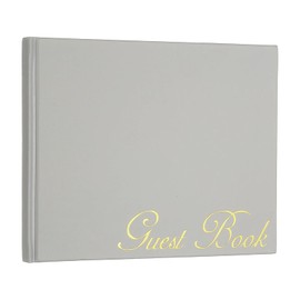 PATIKIL Elegant Guestbook, 9"x7" PU Leather Wedding Guest Book Stylish Sign in Book with 50 Blank 120GSM Paper for Receptions Birthdays Funerals Special Events, Light Gray