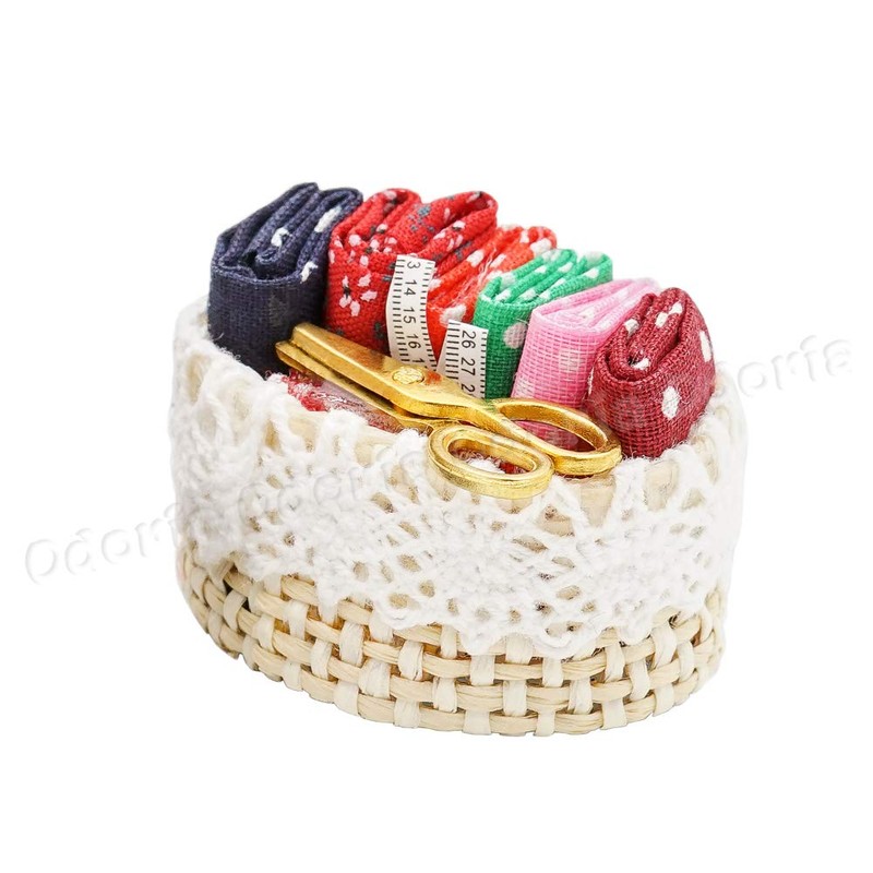 Odoria 1/12 Scale Miniature Sewing Basket Dollhouse Accessories
