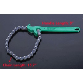 Sinyiol 9 Inch Heavy-Duty Ratcheting Chain Wrench Oil Filter Wrench Reversible Chain Style Pipe Fitter Tools Fit Max 5 Inch Diameter (9 Inch)