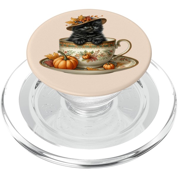 Coffee Fall Cat Themed Graphic for Tea Drinker Cute Autumn